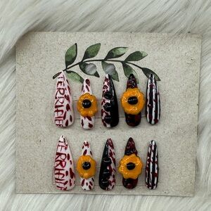 Handcrafted Halloween of terrifier Red blood and black Nail Set